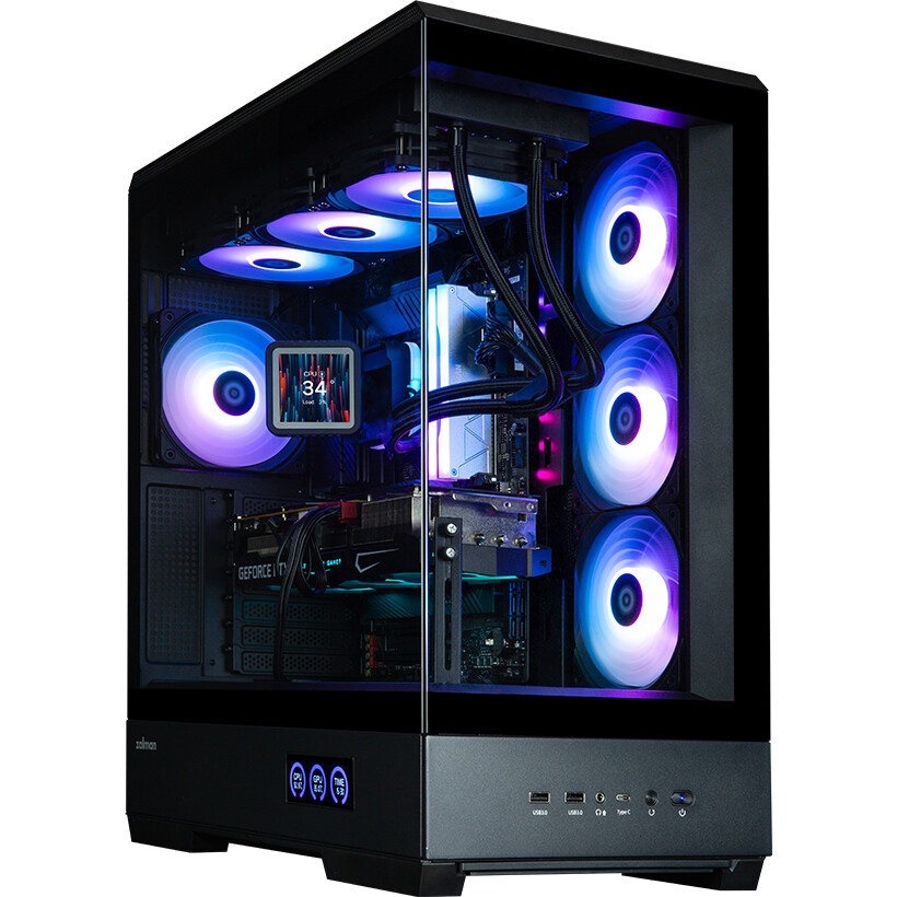 Корпус ZALMAN D50, ATX, BLACK, WINDOW, 2x3.5", 3x2.5", 1xUSB TYPE-C, 2xUSB3.0, FRONT 1xXF360, REAR 1