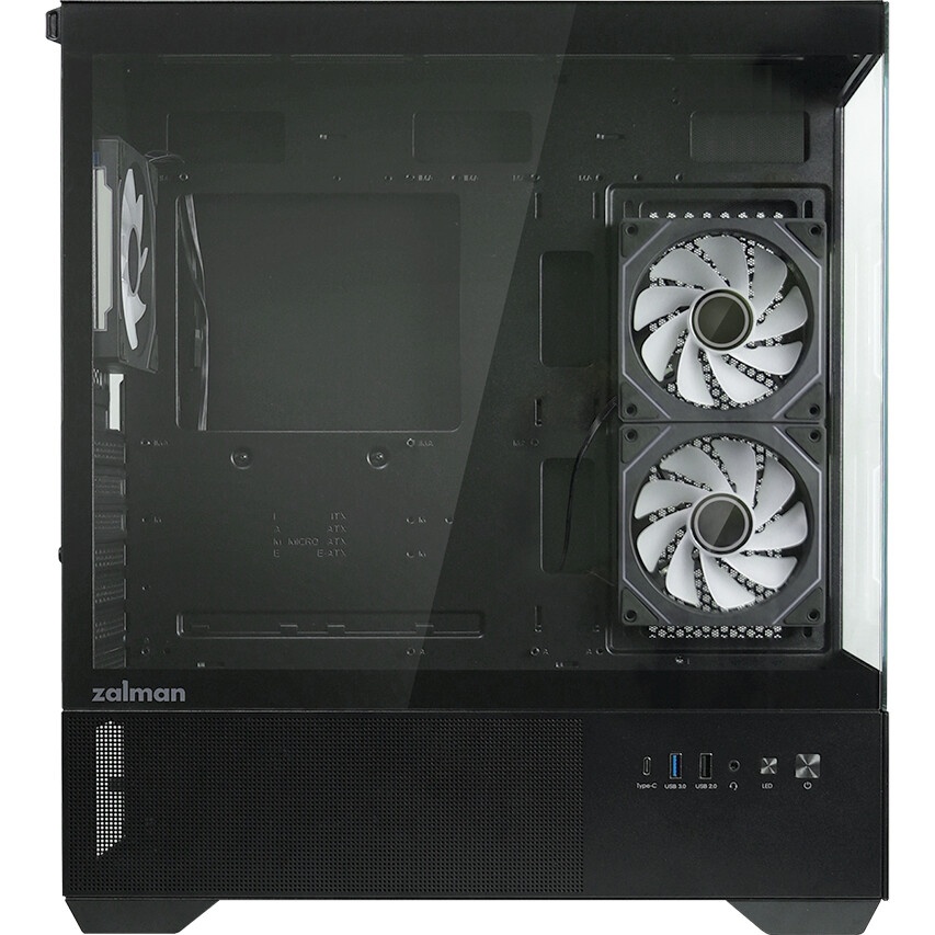 Корпус ZALMAN D50, ATX, BLACK, WINDOW, 2x3.5", 3x2.5", 1xUSB TYPE-C, 2xUSB3.0, FRONT 1xXF360, REAR 1