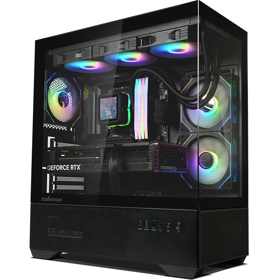 Корпус ZALMAN D50, ATX, BLACK, WINDOW, 2x3.5", 3x2.5", 1xUSB TYPE-C, 2xUSB3.0, FRONT 1xXF360, REAR 1