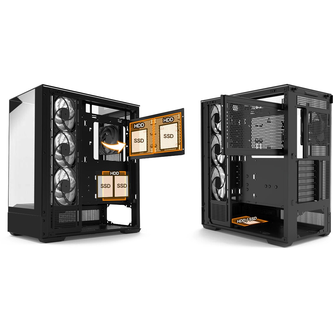 Корпус ZALMAN D50, ATX, BLACK, WINDOW, 2x3.5", 3x2.5", 1xUSB TYPE-C, 2xUSB3.0, FRONT 1xXF360, REAR 1
