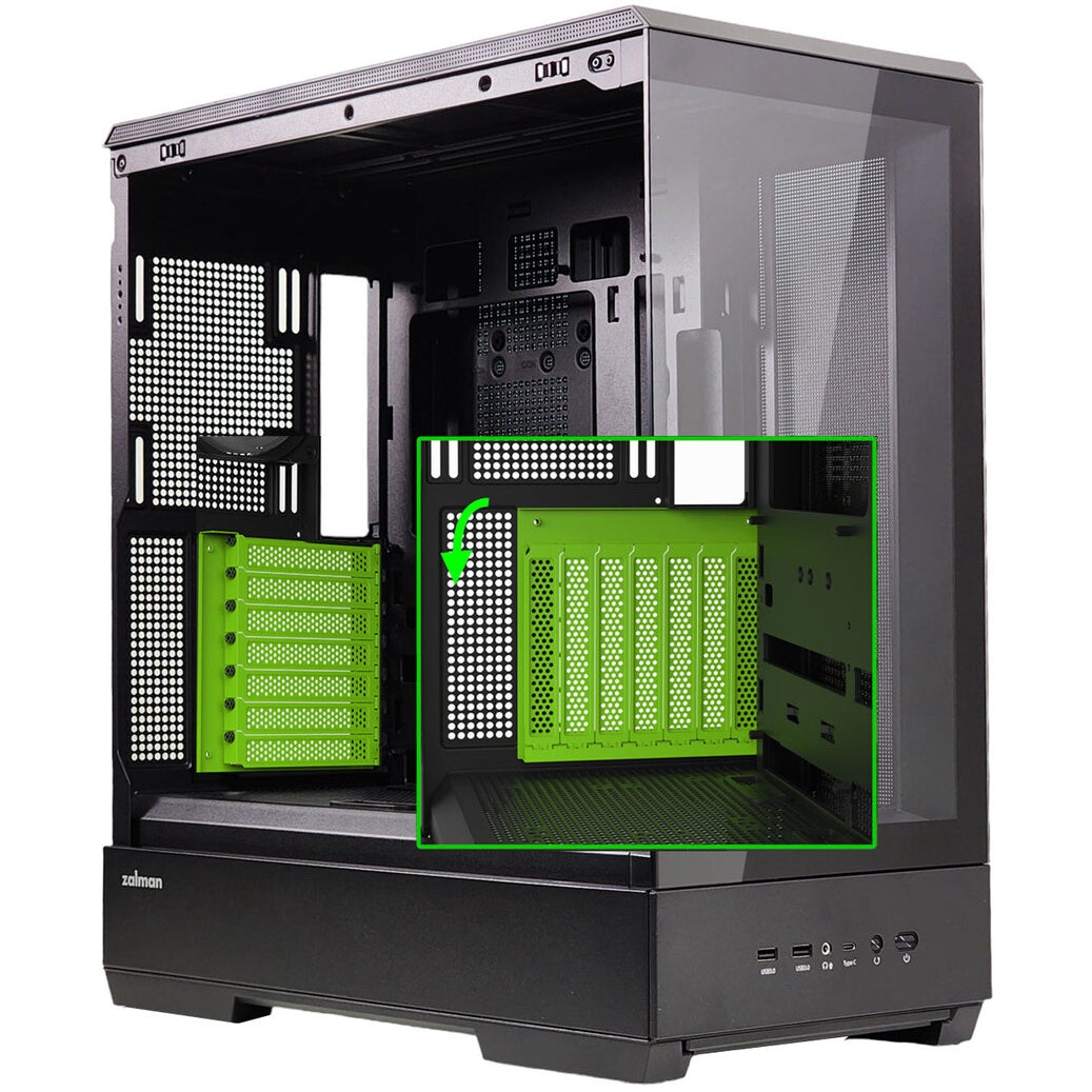 Корпус ZALMAN D50, ATX, BLACK, WINDOW, 2x3.5", 3x2.5", 1xUSB TYPE-C, 2xUSB3.0, FRONT 1xXF360, REAR 1