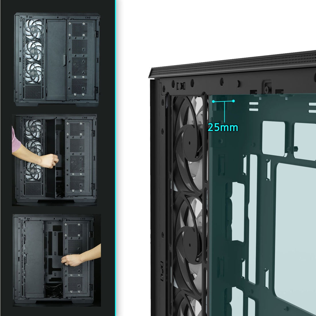 Корпус ZALMAN D50, ATX, BLACK, WINDOW, 2x3.5", 3x2.5", 1xUSB TYPE-C, 2xUSB3.0, FRONT 1xXF360, REAR 1