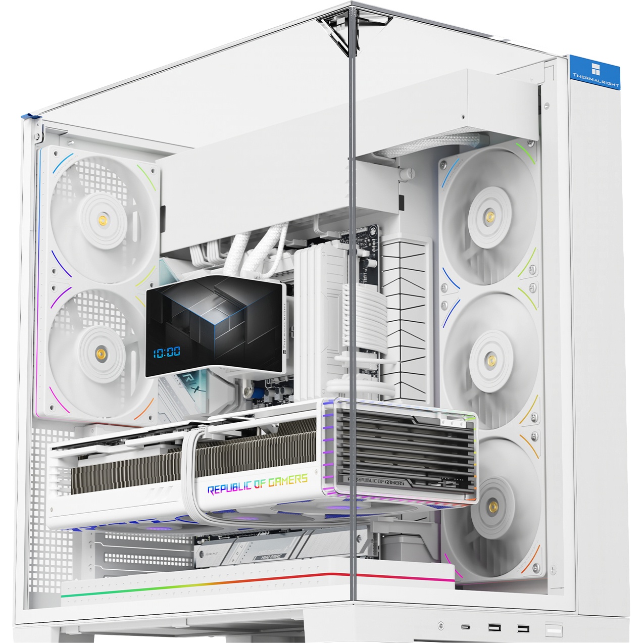 Корпус без блока питания Thermalright A70 Vision, Midi-Tower, TG, LCD, ARGB, no fans, 2xUSB-A 3.0, 1