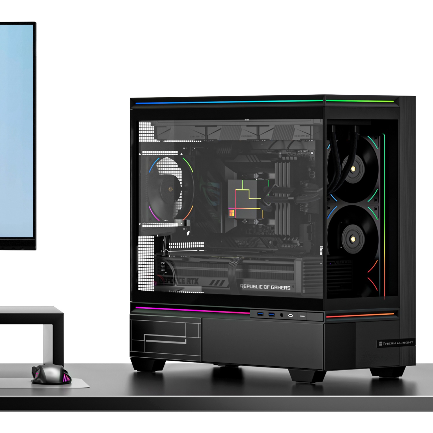 Корпус без блока питания Thermalright M10, Mini-Tower, TG, ARGB, no fans, 2xUSB-A 3.0, 1xUSB Type-C,