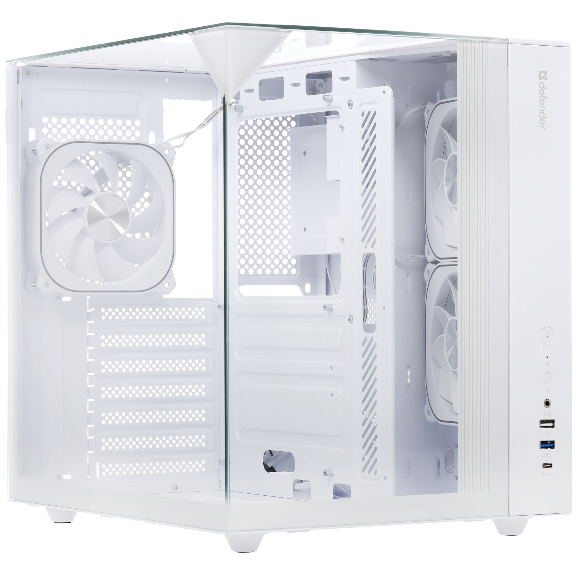 Корпус MIDITOWER CryoCube ATX Micro-ATX Mini-ITX W/O PSU 3x12cm Fan USB1.1+3.0+Type-C+audio белый с