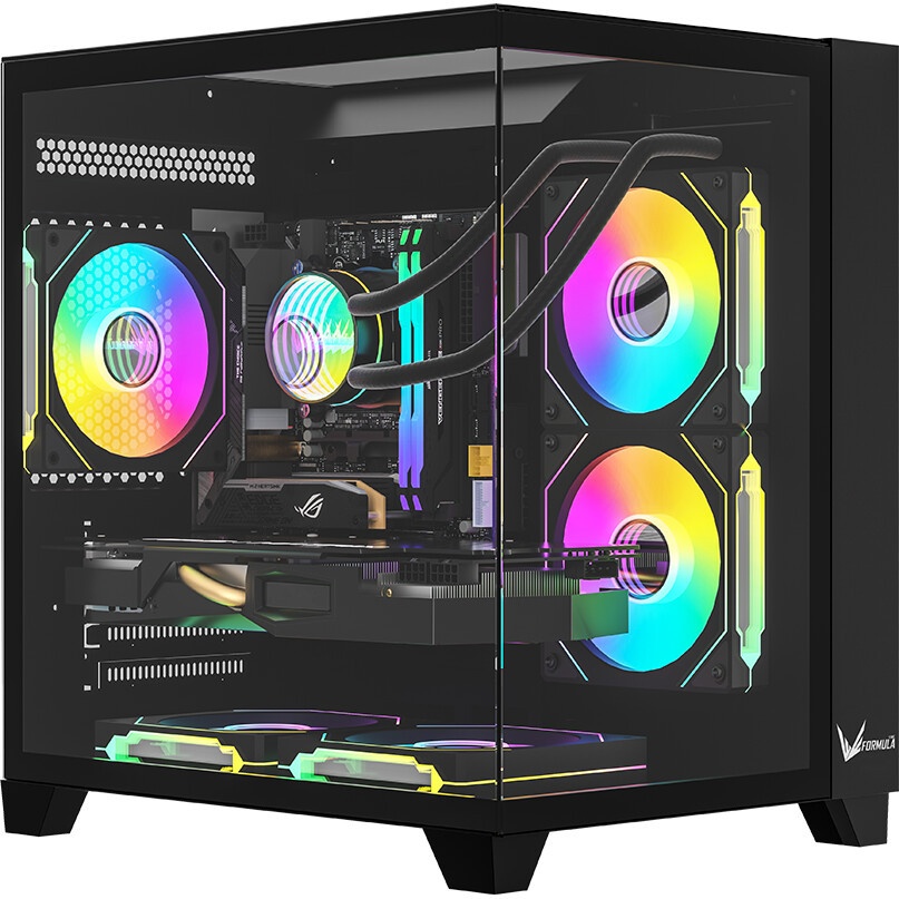 Корпус Case ID-Cooling VIEW 500 ARGB Black mATX/win TG/3 fans/Gen2 Type C/CPU 162mm/GPU 407mm/no PSU