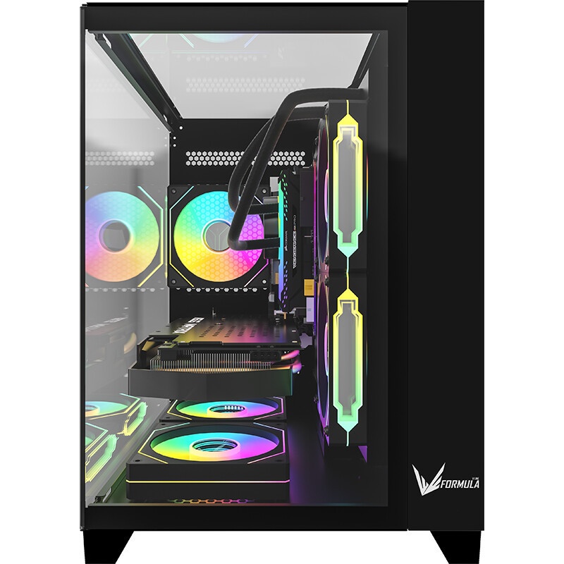 Корпус Case ID-Cooling VIEW 500 ARGB Black mATX/win TG/3 fans/Gen2 Type C/CPU 162mm/GPU 407mm/no PSU