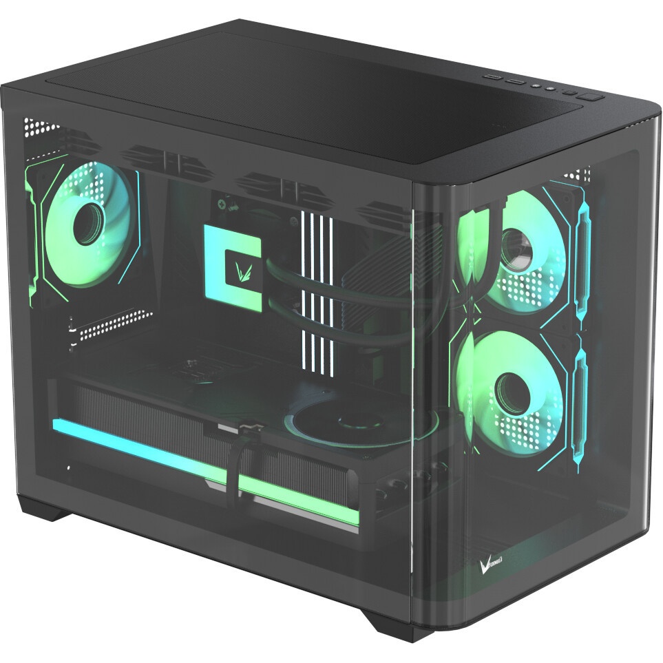 Корпус Case ID-Cooling VIEW 500 ARGB Black mATX/win TG/3 fans/Gen2 Type C/CPU 162mm/GPU 407mm/no PSU
