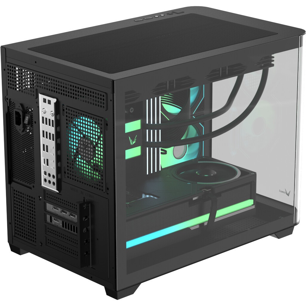 Корпус Case ID-Cooling VIEW 500 ARGB Black mATX/win TG/3 fans/Gen2 Type C/CPU 162mm/GPU 407mm/no PSU