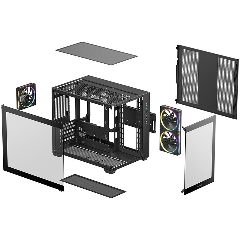 Корпус Case ID-Cooling VIEW 500 ARGB Black mATX/win TG/3 fans/Gen2 Type C/CPU 162mm/GPU 407mm/no PSU