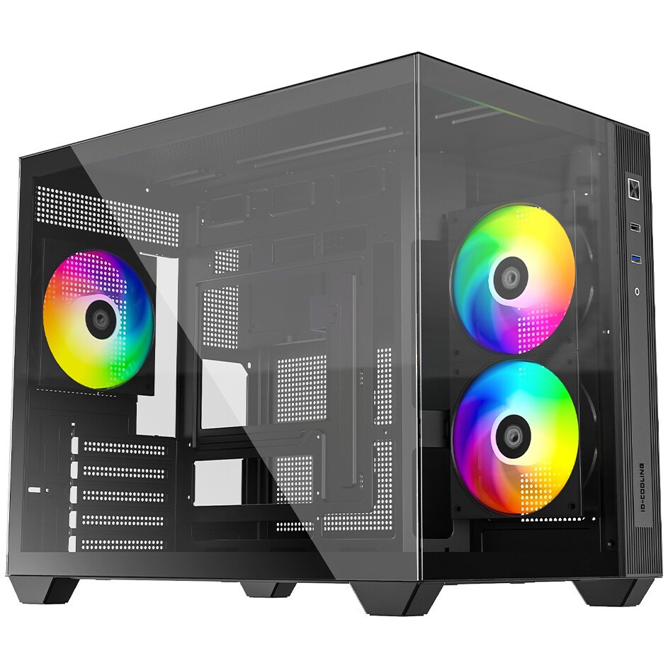 Корпус Case ID-Cooling VIEW 500 ARGB Black mATX/win TG/3 fans/Gen2 Type C/CPU 162mm/GPU 407mm/no PSU