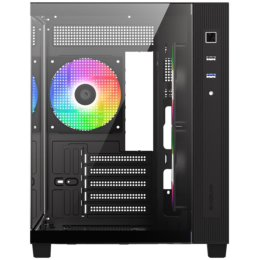 Корпус Case ID-Cooling VIEW 500 ARGB Black mATX/win TG/3 fans/Gen2 Type C/CPU 162mm/GPU 407mm/no PSU