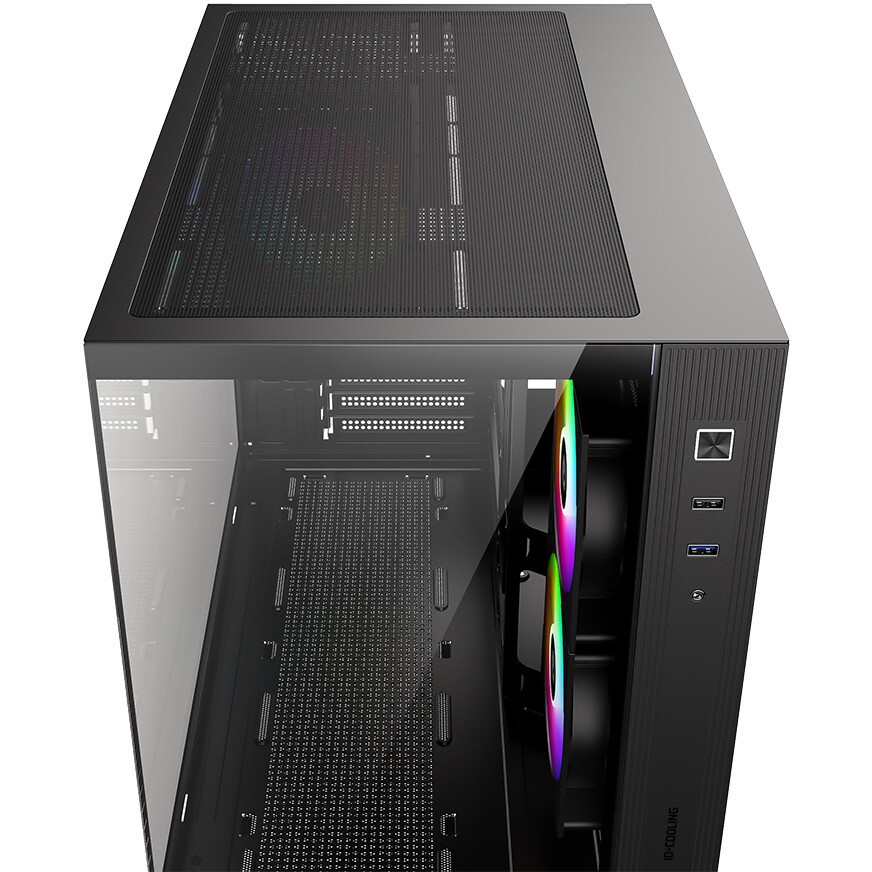 Корпус Case ID-Cooling VIEW 500 ARGB Black mATX/win TG/3 fans/Gen2 Type C/CPU 162mm/GPU 407mm/no PSU