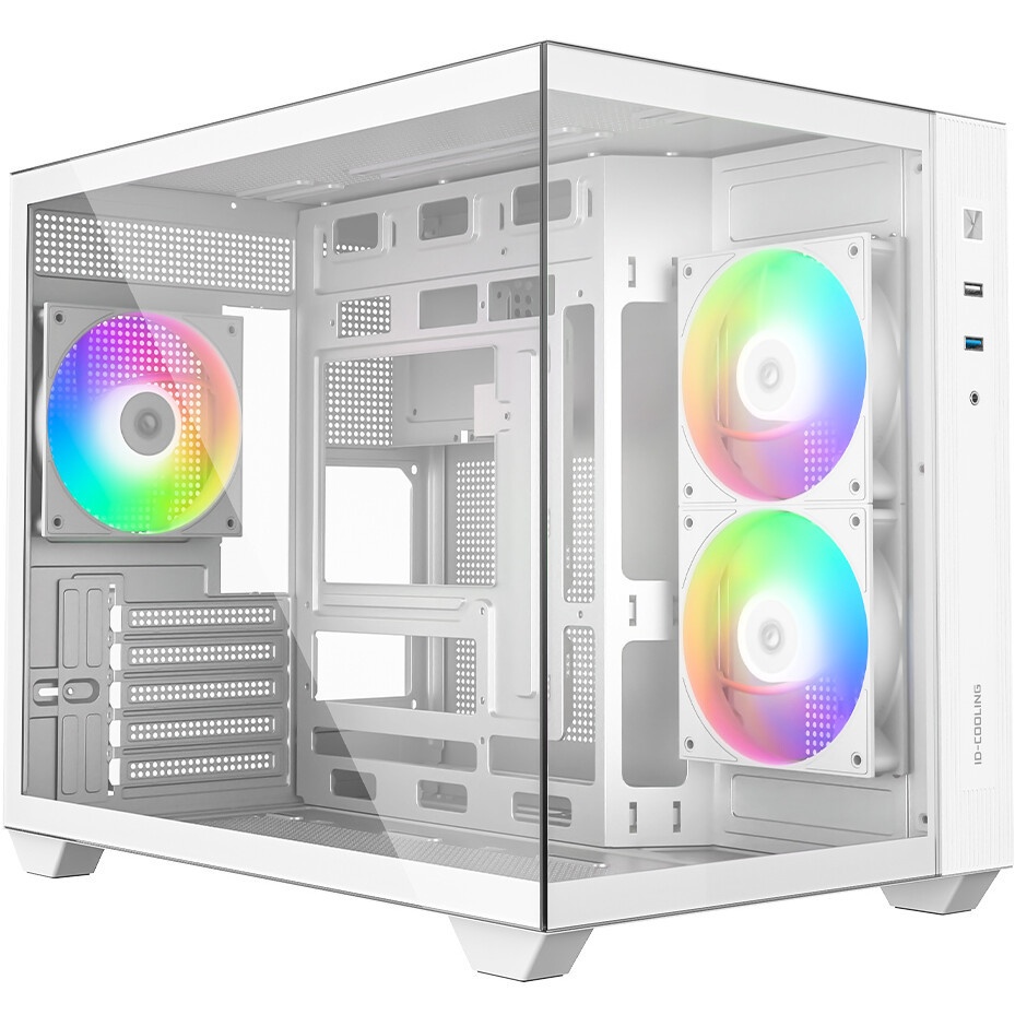Корпус Case ID-Cooling VIEW 500 ARGB White mATX/win TG/3 fans/Gen2 Type C/CPU 162mm/GPU 407mm/no PSU