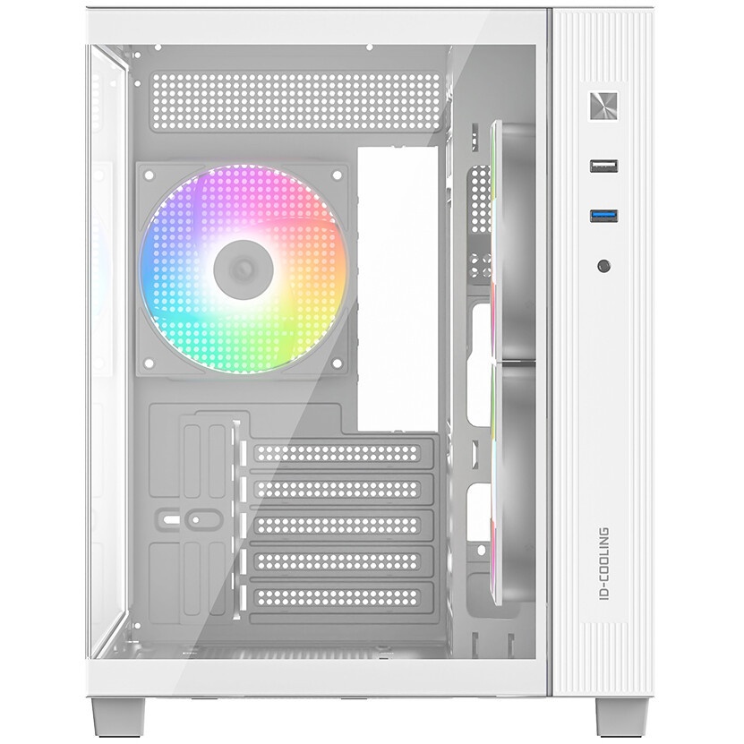 Корпус Case ID-Cooling VIEW 500 ARGB White mATX/win TG/3 fans/Gen2 Type C/CPU 162mm/GPU 407mm/no PSU