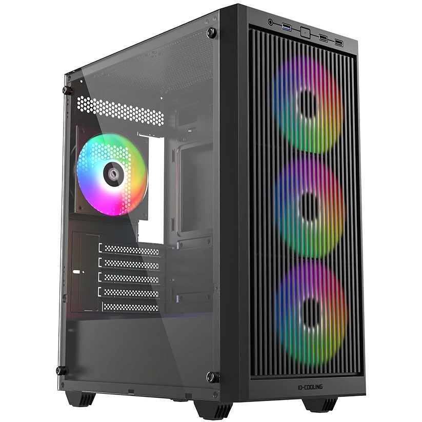 Корпус Case ID-Cooling WARE 300 ARGB Black mATX/win TG/ 4 fans/ Type C/ CPU 160mm/ GPU 320mm/ no PSU