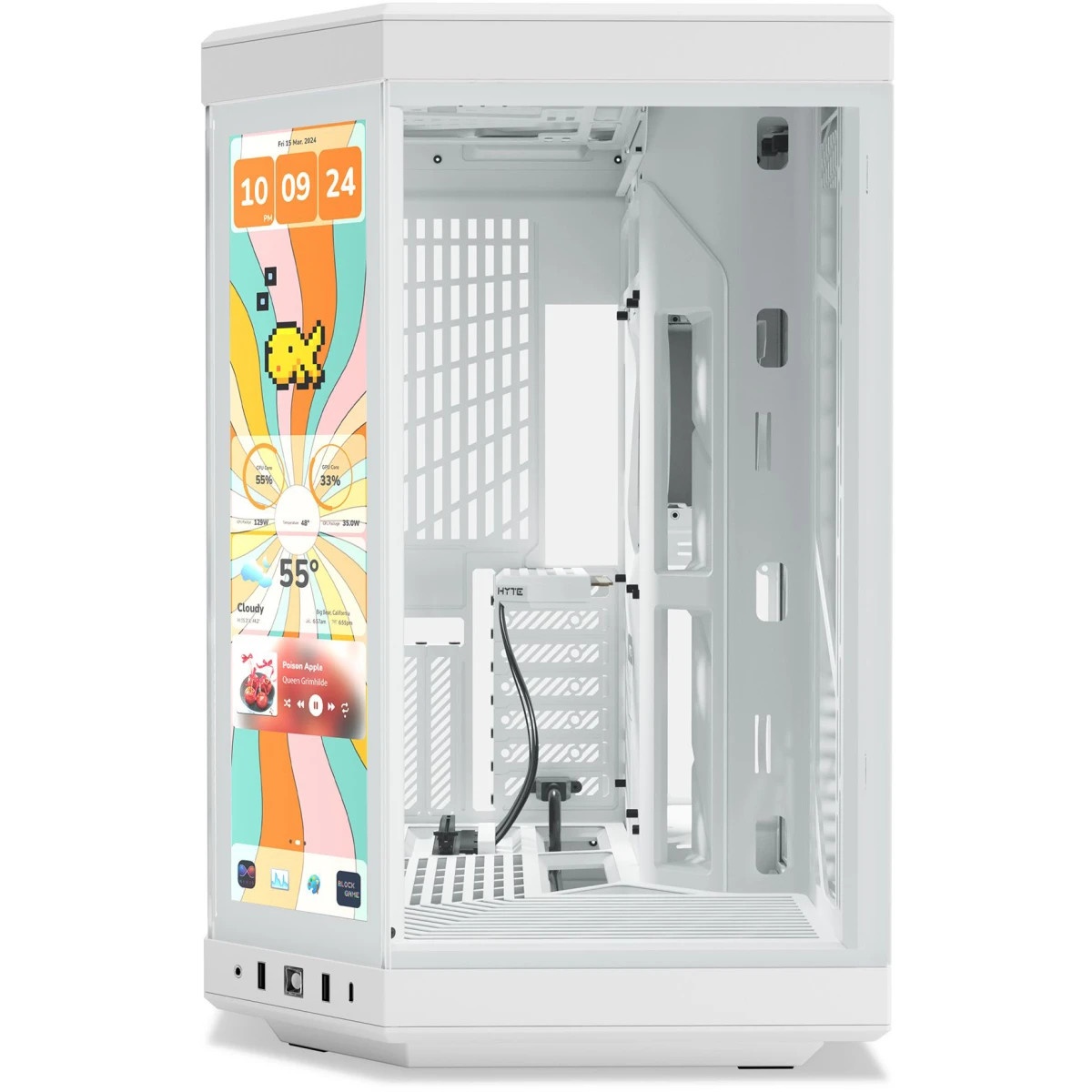 Корпус без блока питания Case HYTE Y70 Touch Infinite, Midi-Tower, TG, LCD, no fans, 2xUSB-A 3.2, 1x