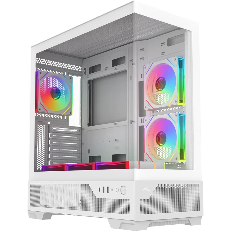 Корпус ПК без блока питания Case SAMA V43 White, Midi-Tower, TG, 6x120mm ARGB, 2xUSB 3.0 + 1xUSB 3.2