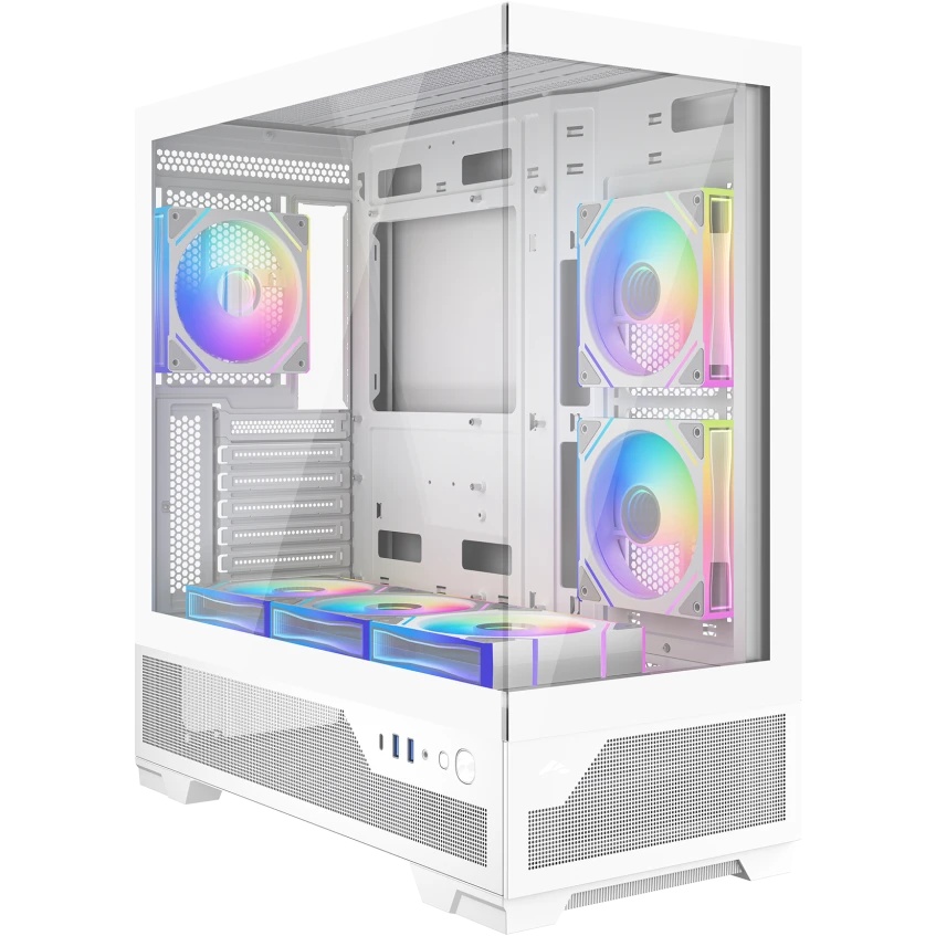 Корпус ПК без блока питания Case SAMA V43 White, Midi-Tower, TG, 6x120mm ARGB, 2xUSB 3.0 + 1xUSB 3.2
