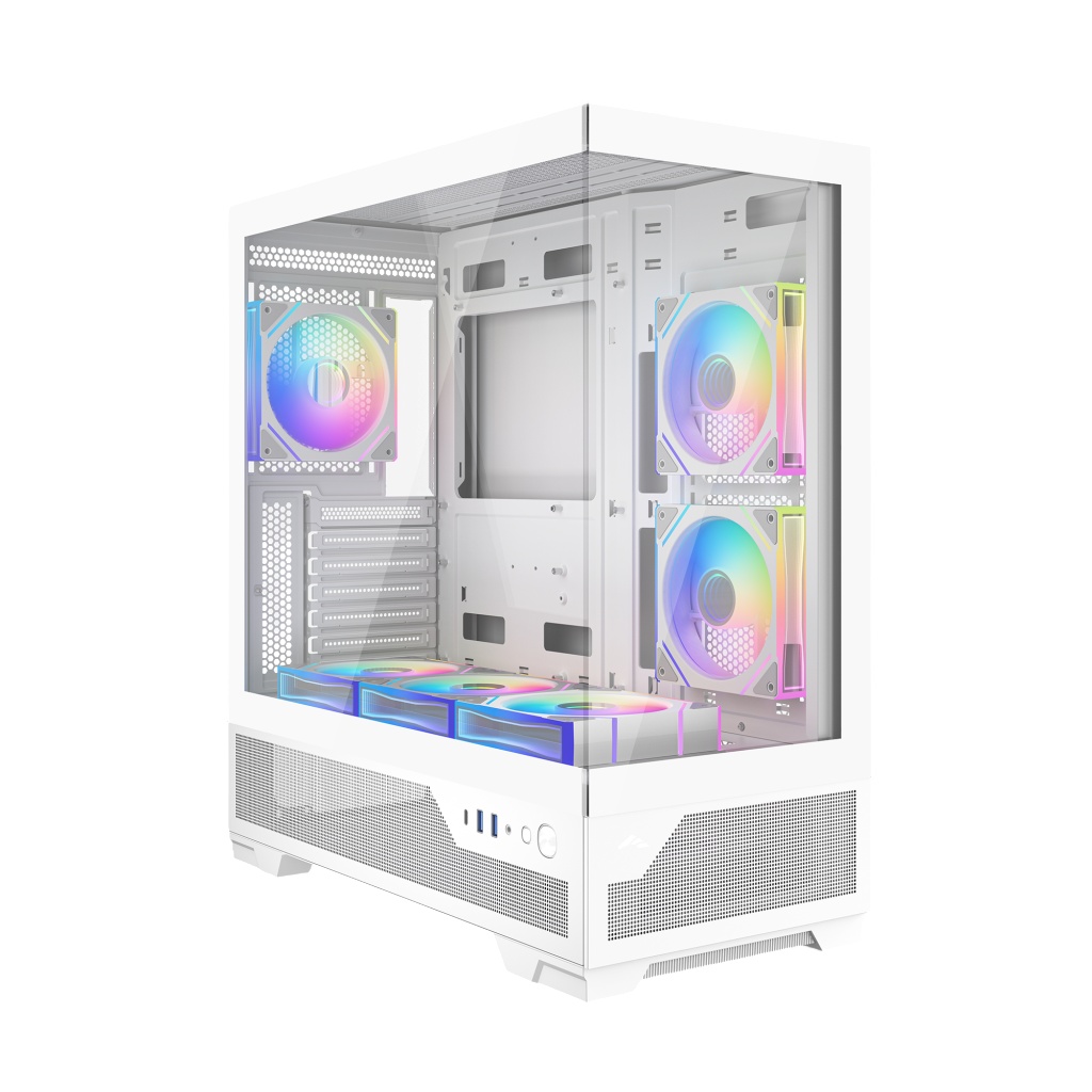 Корпус ПК без блока питания Case SAMA V43 White, Midi-Tower, TG, 6x120mm ARGB, 2xUSB 3.0 + 1xUSB 3.2