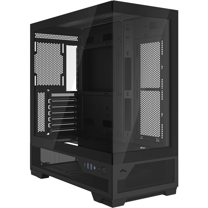 Корпус ПК без блока питания Case SAMA V43E Black, Midi-Tower, TG, no fans, 2xUSB 3.0 + 1xUSB 3.2 Typ