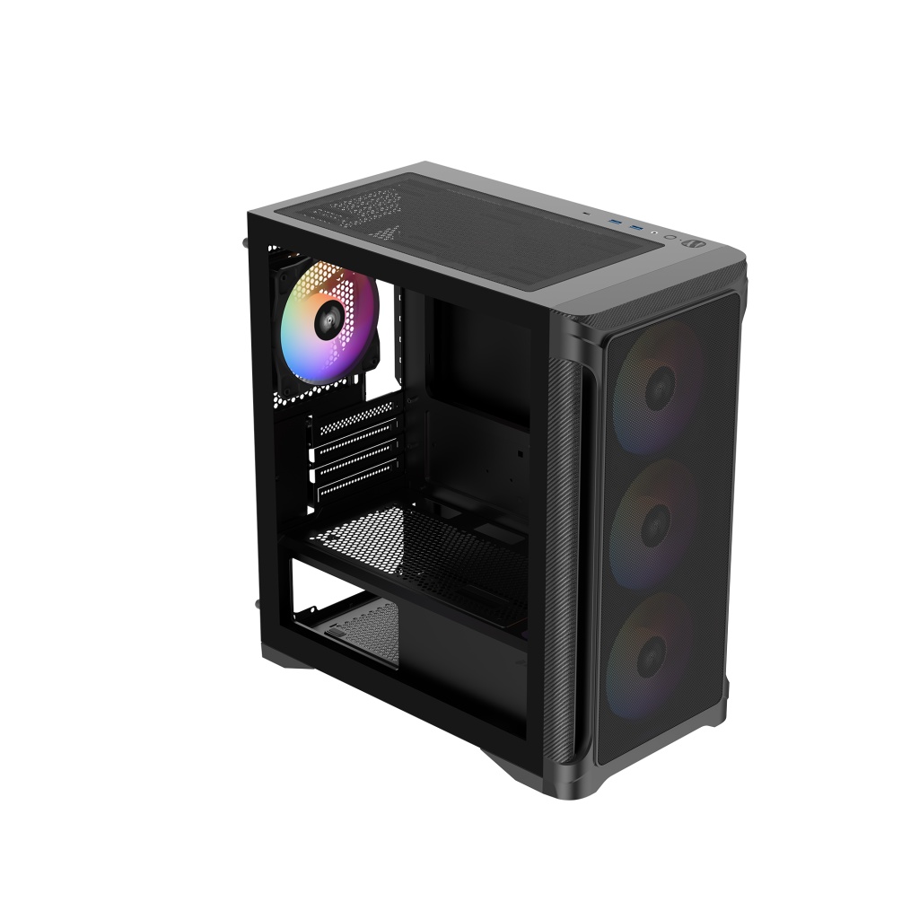 Корпус ПК без блока питания Case SAMA S31 Black, Midi-Tower, TG, 4x120mm ARGB, 2xUSB 3.0 + 1xUSB 3.2