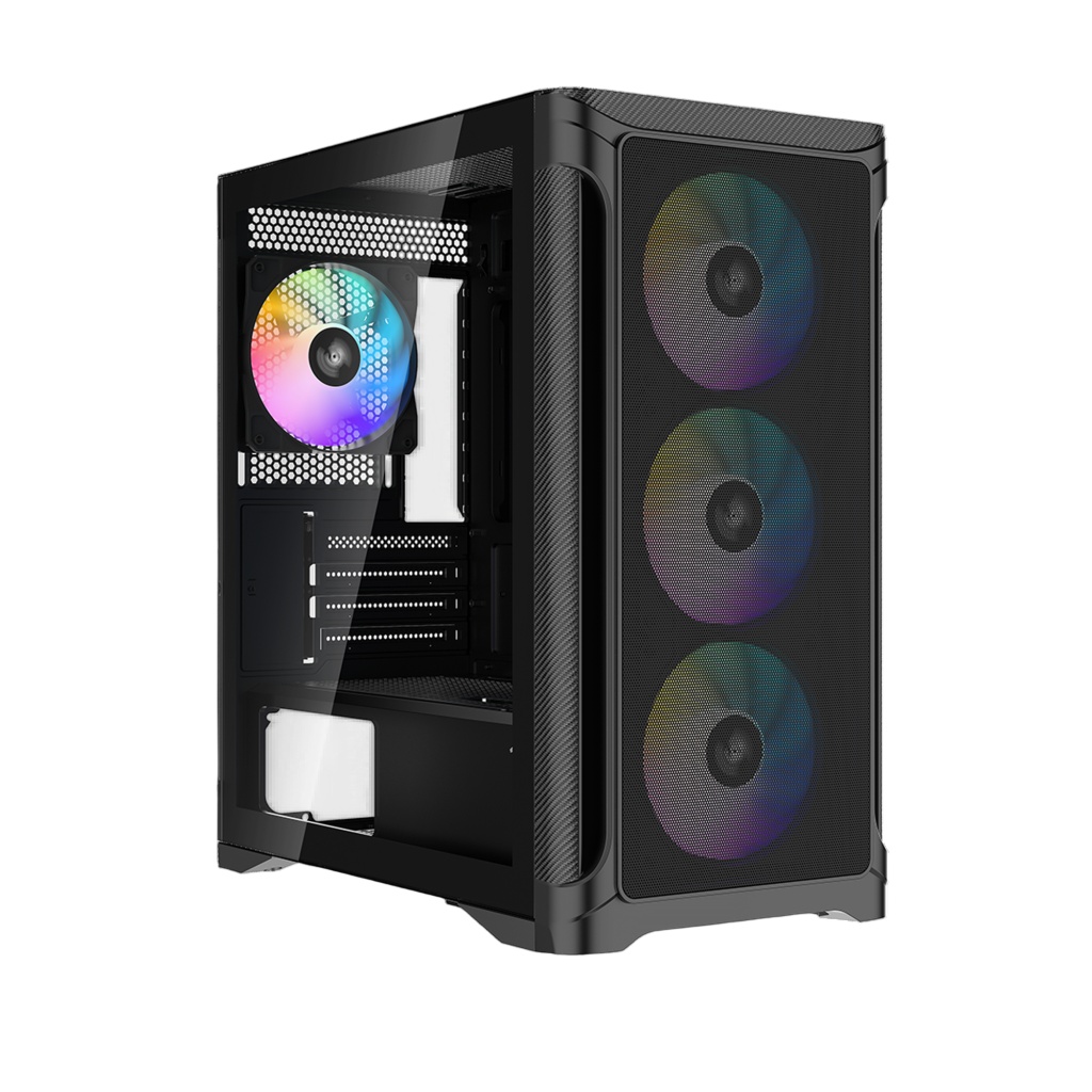 Корпус ПК без блока питания Case SAMA S31 Black, Midi-Tower, TG, 4x120mm ARGB, 2xUSB 3.0 + 1xUSB 3.2