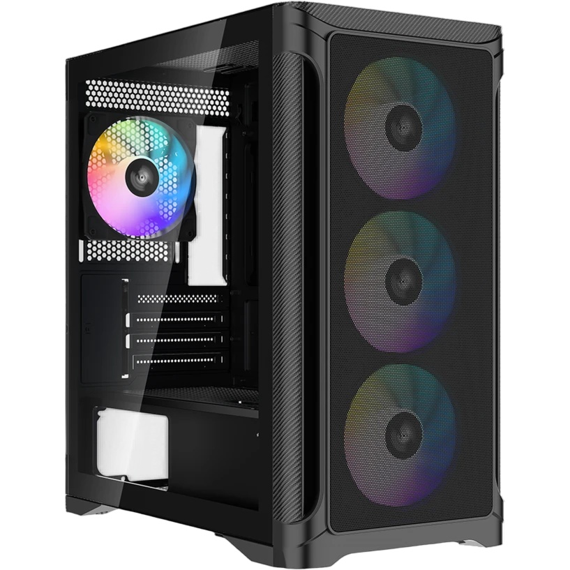 Корпус ПК без блока питания Case SAMA S31 Black, Midi-Tower, TG, 4x120mm ARGB, 2xUSB 3.0 + 1xUSB 3.2