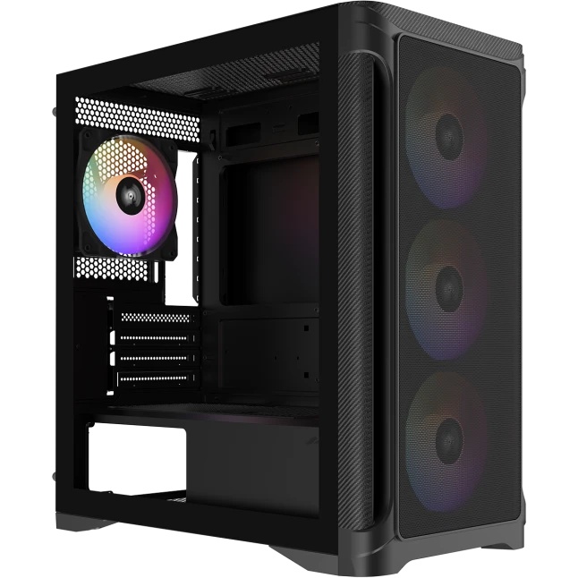 Корпус ПК без блока питания Case SAMA S31 Black, Midi-Tower, TG, 4x120mm ARGB, 2xUSB 3.0 + 1xUSB 3.2