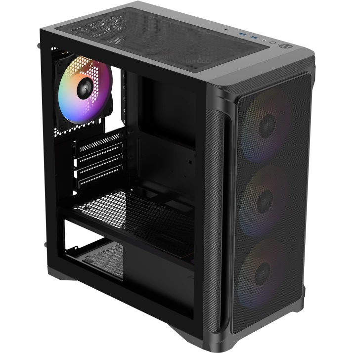 Корпус ПК без блока питания Case SAMA S31 Black, Midi-Tower, TG, 4x120mm ARGB, 2xUSB 3.0 + 1xUSB 3.2