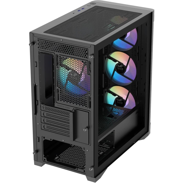 Корпус ПК без блока питания Case SAMA S31 Black, Midi-Tower, TG, 4x120mm ARGB, 2xUSB 3.0 + 1xUSB 3.2