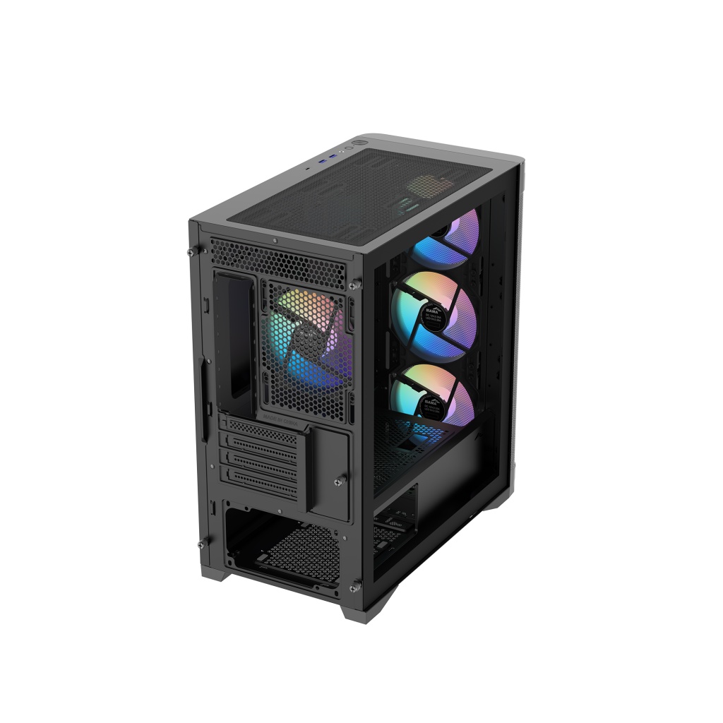 Корпус ПК без блока питания Case SAMA S31 Black, Midi-Tower, TG, 4x120mm ARGB, 2xUSB 3.0 + 1xUSB 3.2