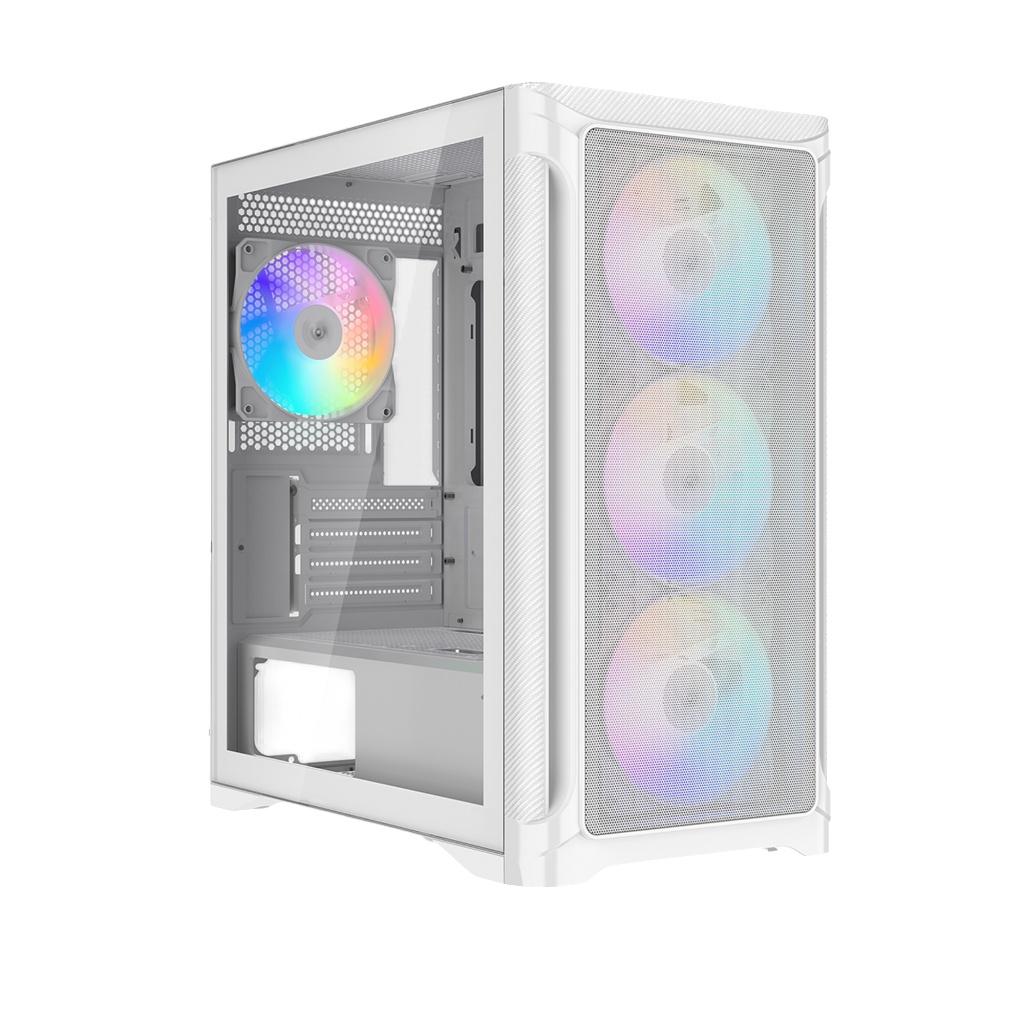 Корпус ПК без блока питания Case SAMA S31 White, Midi-Tower, TG, 4x120mm ARGB, 2xUSB 3.0 + 1xUSB 3.2