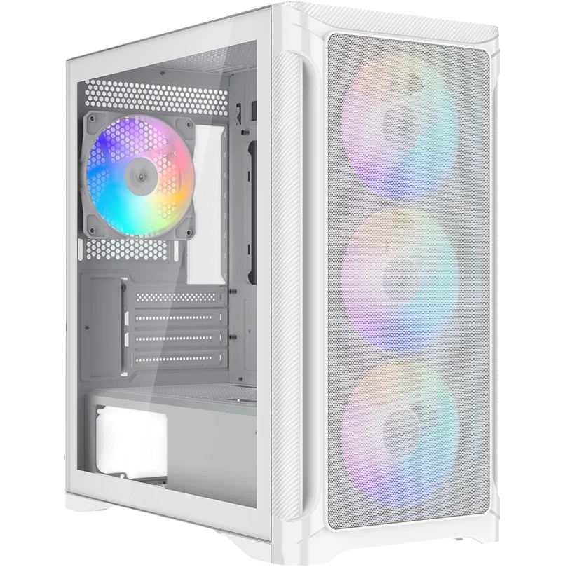 Корпус ПК без блока питания Case SAMA S31 White, Midi-Tower, TG, 4x120mm ARGB, 2xUSB 3.0 + 1xUSB 3.2