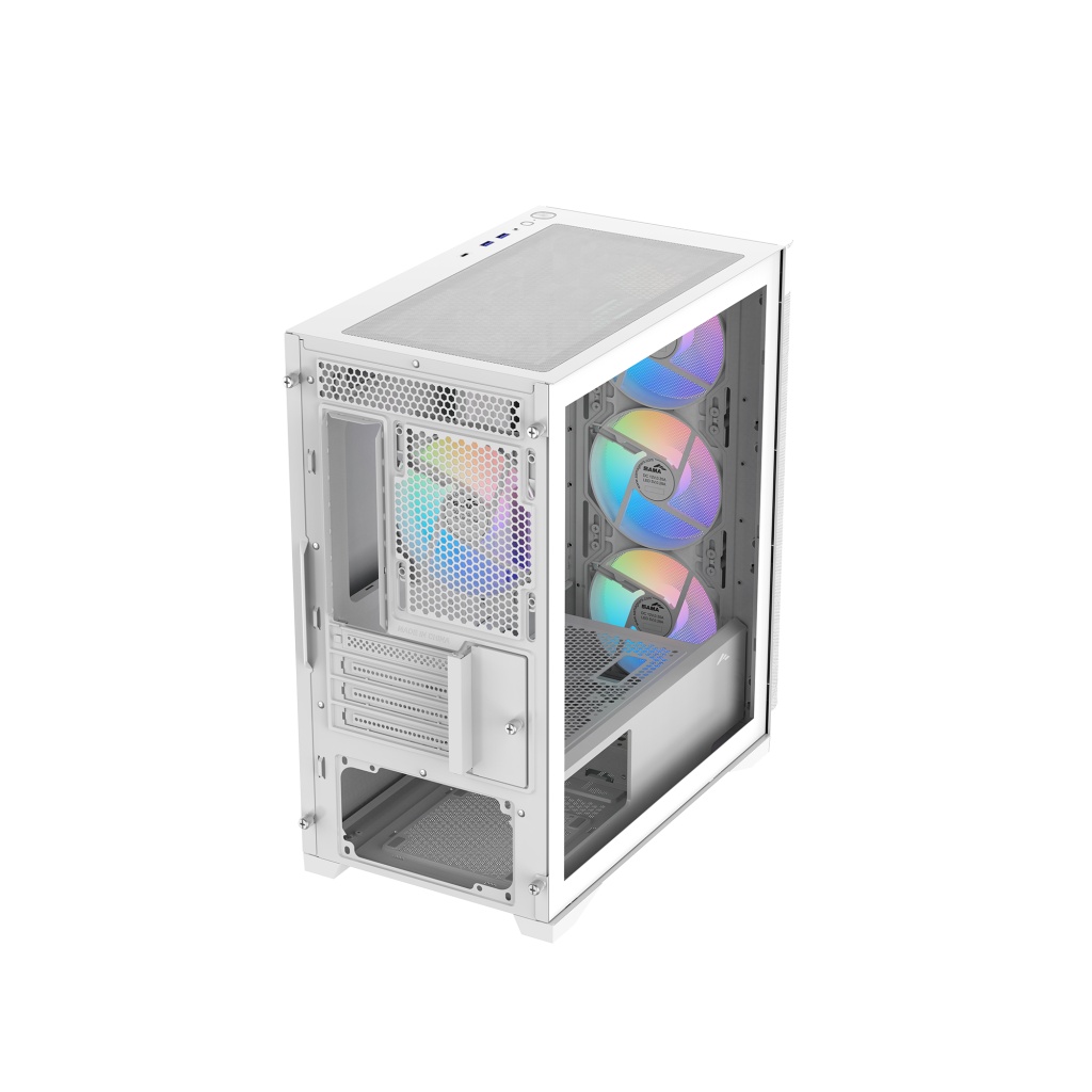 Корпус ПК без блока питания Case SAMA S31 White, Midi-Tower, TG, 4x120mm ARGB, 2xUSB 3.0 + 1xUSB 3.2