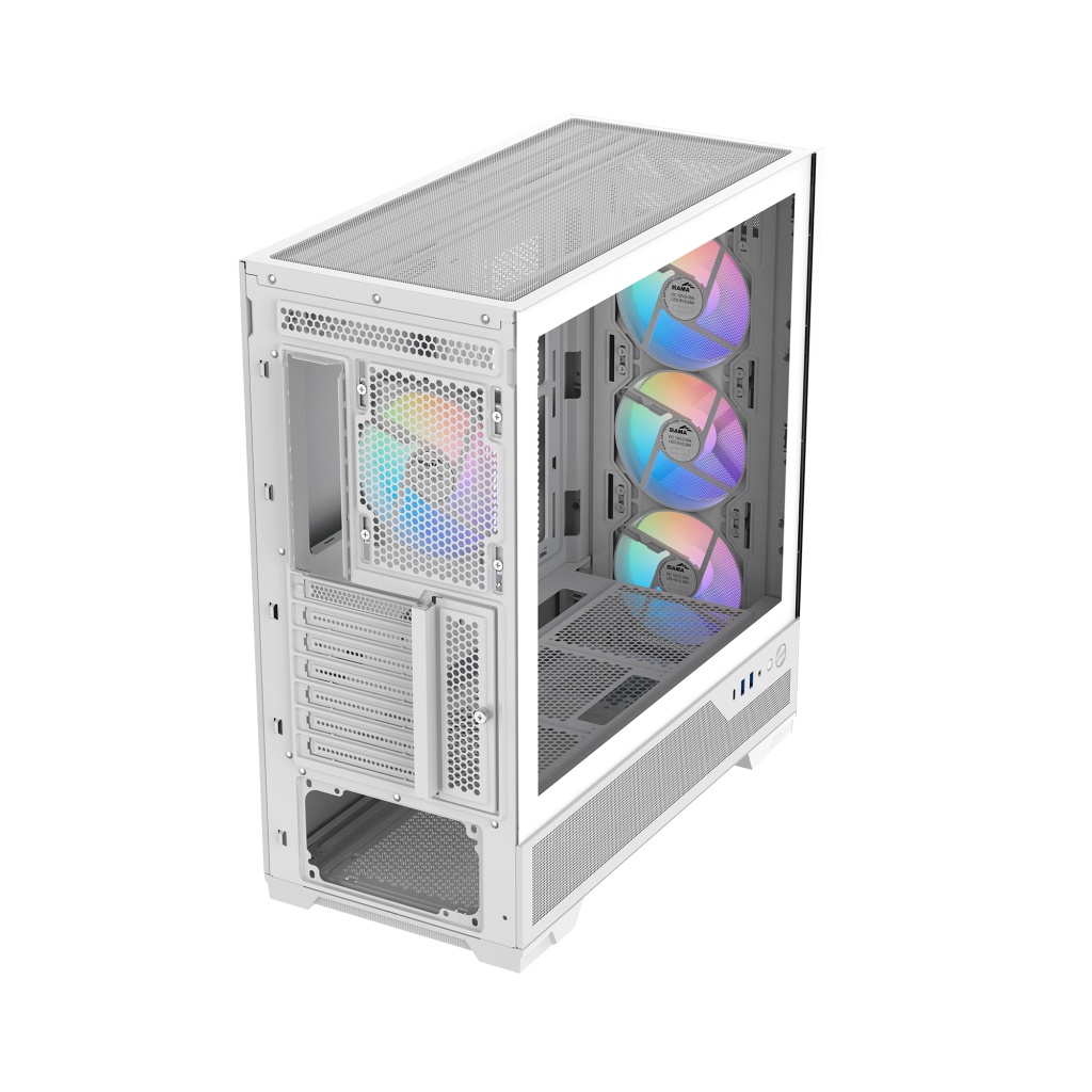 Корпус ПК без блока питания Case SAMA S41 White, Midi-Tower, TG, 4x120mm ARGB, 2xUSB 3.0 + 1xUSB 3.2