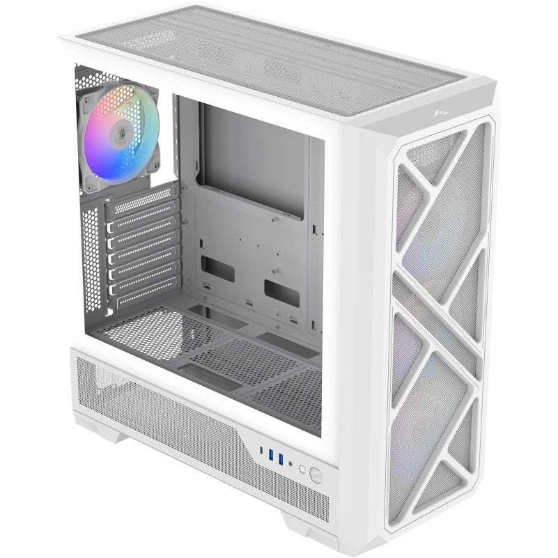 Корпус ПК без блока питания Case SAMA S41 White, Midi-Tower, TG, 4x120mm ARGB, 2xUSB 3.0 + 1xUSB 3.2