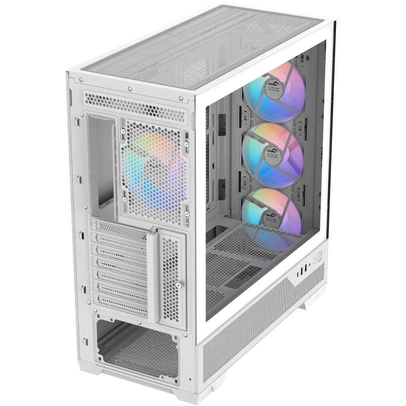 Корпус ПК без блока питания Case SAMA S41 White, Midi-Tower, TG, 4x120mm ARGB, 2xUSB 3.0 + 1xUSB 3.2