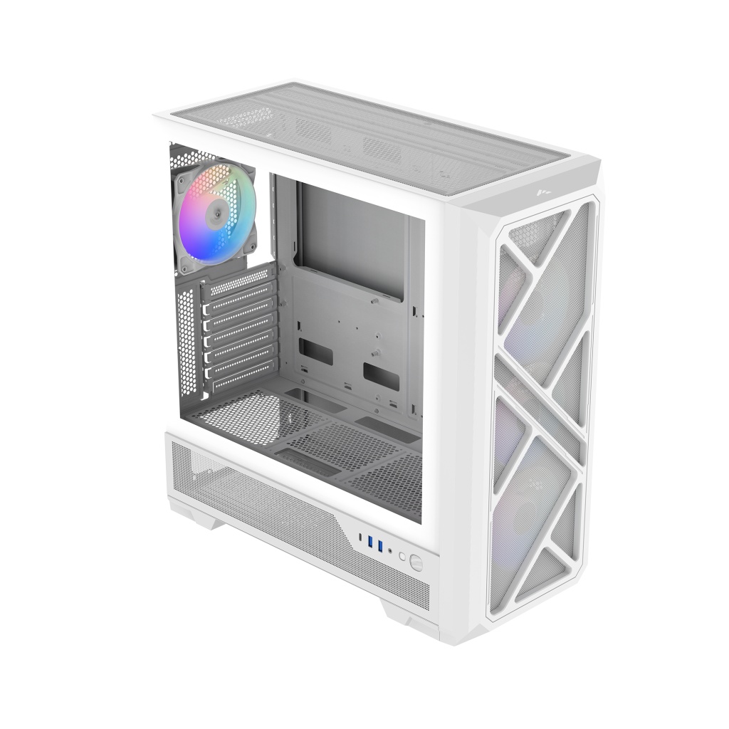 Корпус ПК без блока питания Case SAMA S41 White, Midi-Tower, TG, 4x120mm ARGB, 2xUSB 3.0 + 1xUSB 3.2