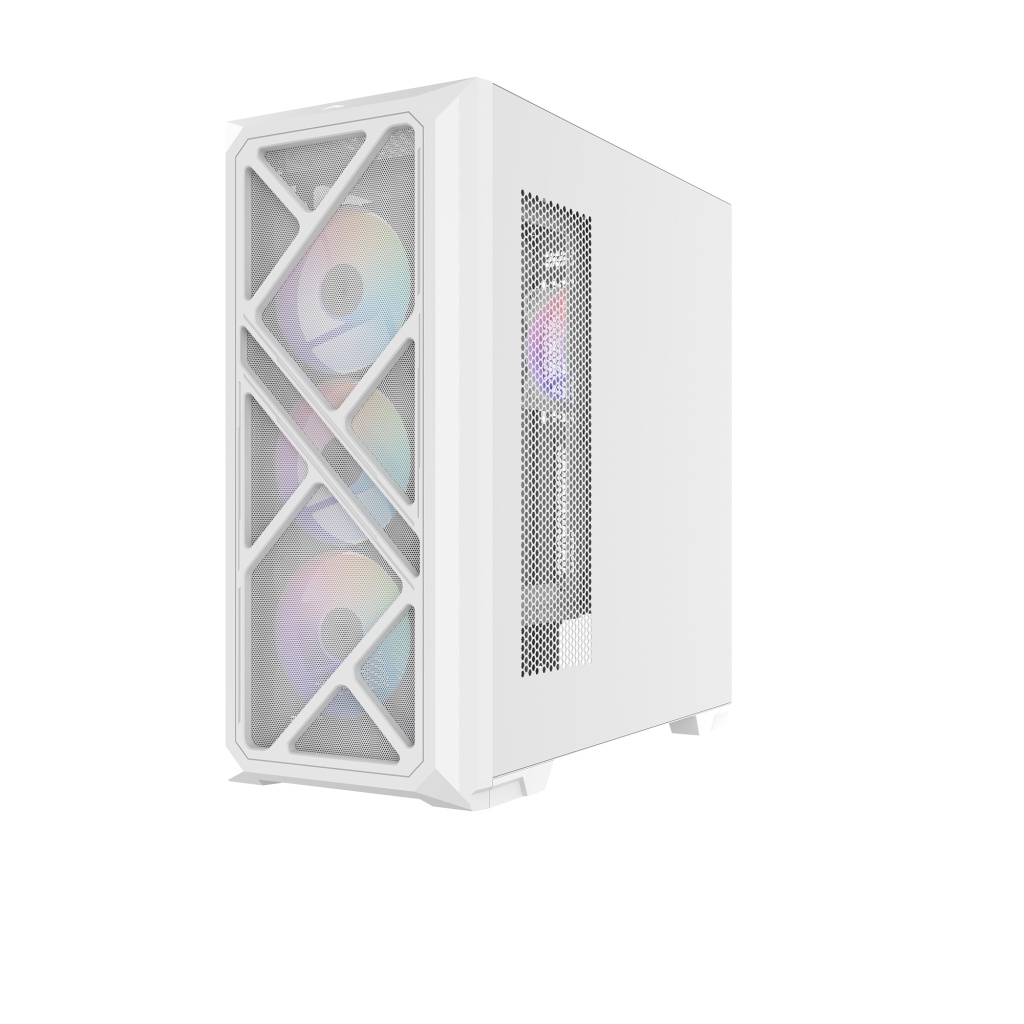 Корпус ПК без блока питания Case SAMA S41 White, Midi-Tower, TG, 4x120mm ARGB, 2xUSB 3.0 + 1xUSB 3.2