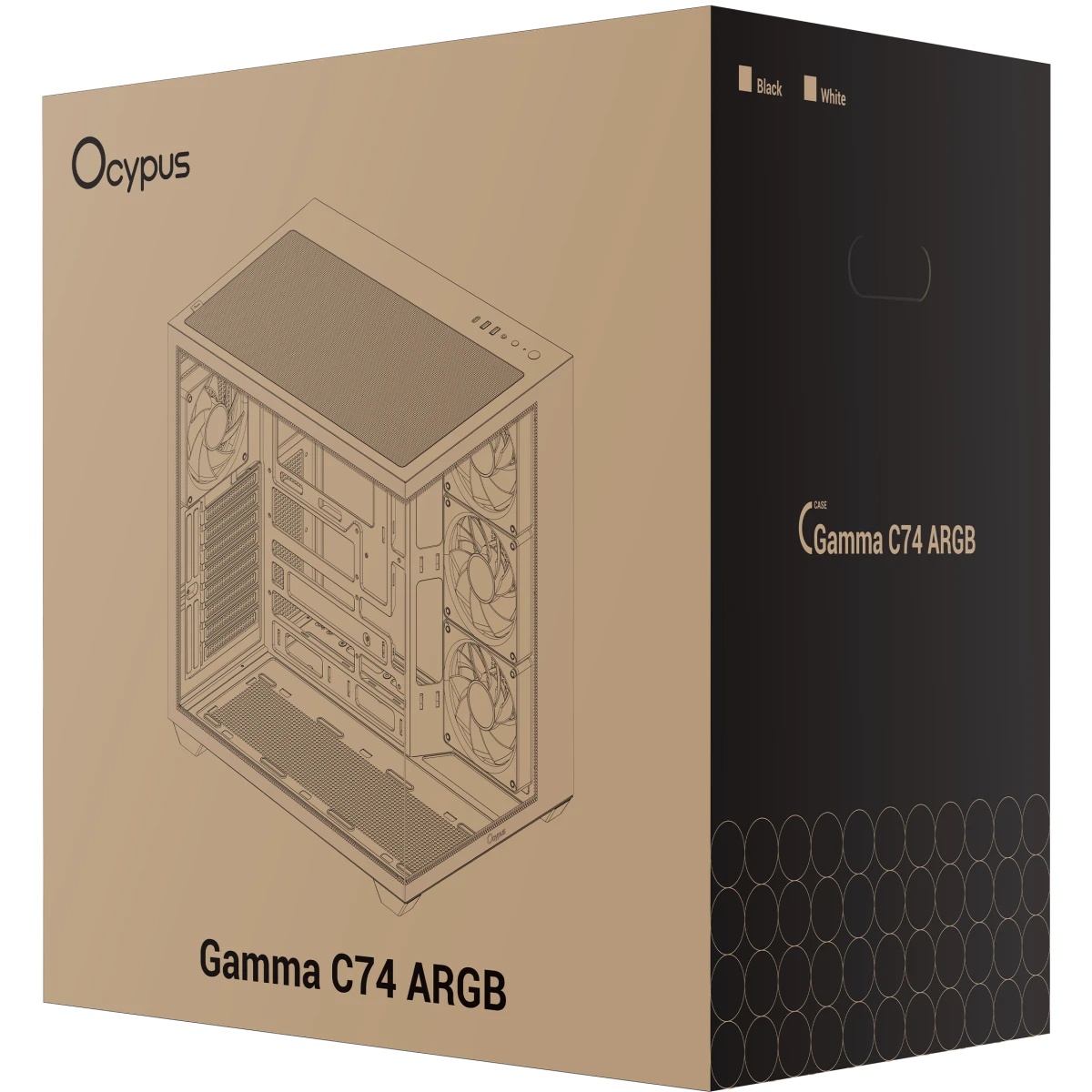 Корпус ПК без блока питания Case Ocypus Gamma C74 BK ARGB, Midi-Tower, TG, 4x120mm ARGB, 2xUSB-A 3.0