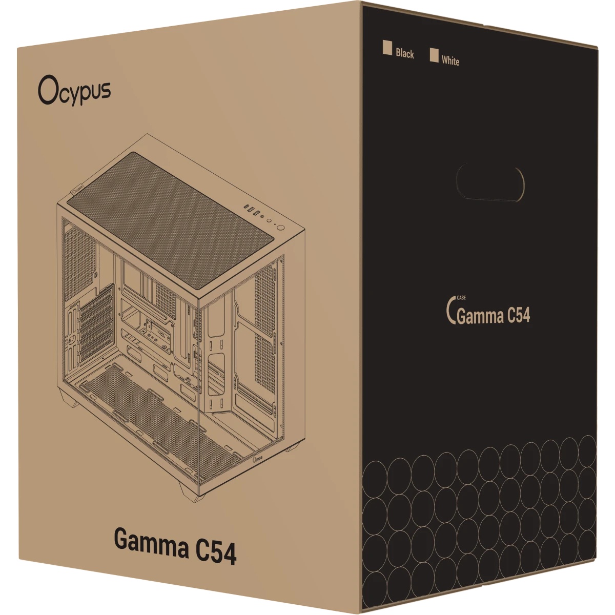 Корпус ПК без блока питания Case Ocypus Gamma C54 WH, Midi-Tower, TG, no fans, 1xUSB-C + 2xUSB 3.0,