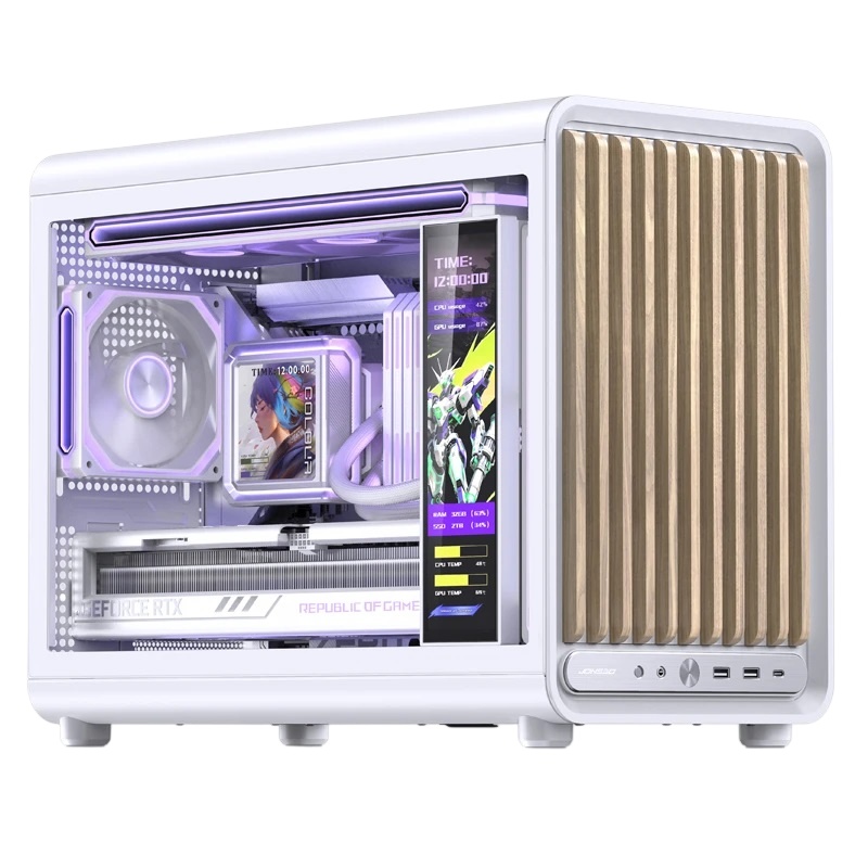 Корпус без блока питания Case JONSBO D33 WOOD, Mini-Tower, TG, no fan, 2xUSB-A 3.0 + 1xUSB-C 3.2, mA