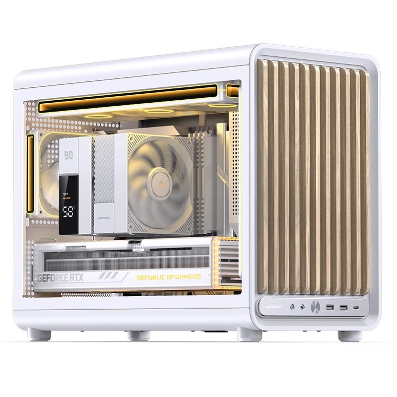 Корпус без блока питания Case JONSBO D33 WOOD, Mini-Tower, TG, no fan, 2xUSB-A 3.0 + 1xUSB-C 3.2, mA