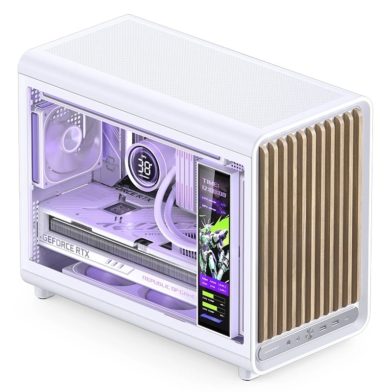 Корпус без блока питания Case JONSBO D33 WOOD, Mini-Tower, TG, no fan, 2xUSB-A 3.0 + 1xUSB-C 3.2, mA