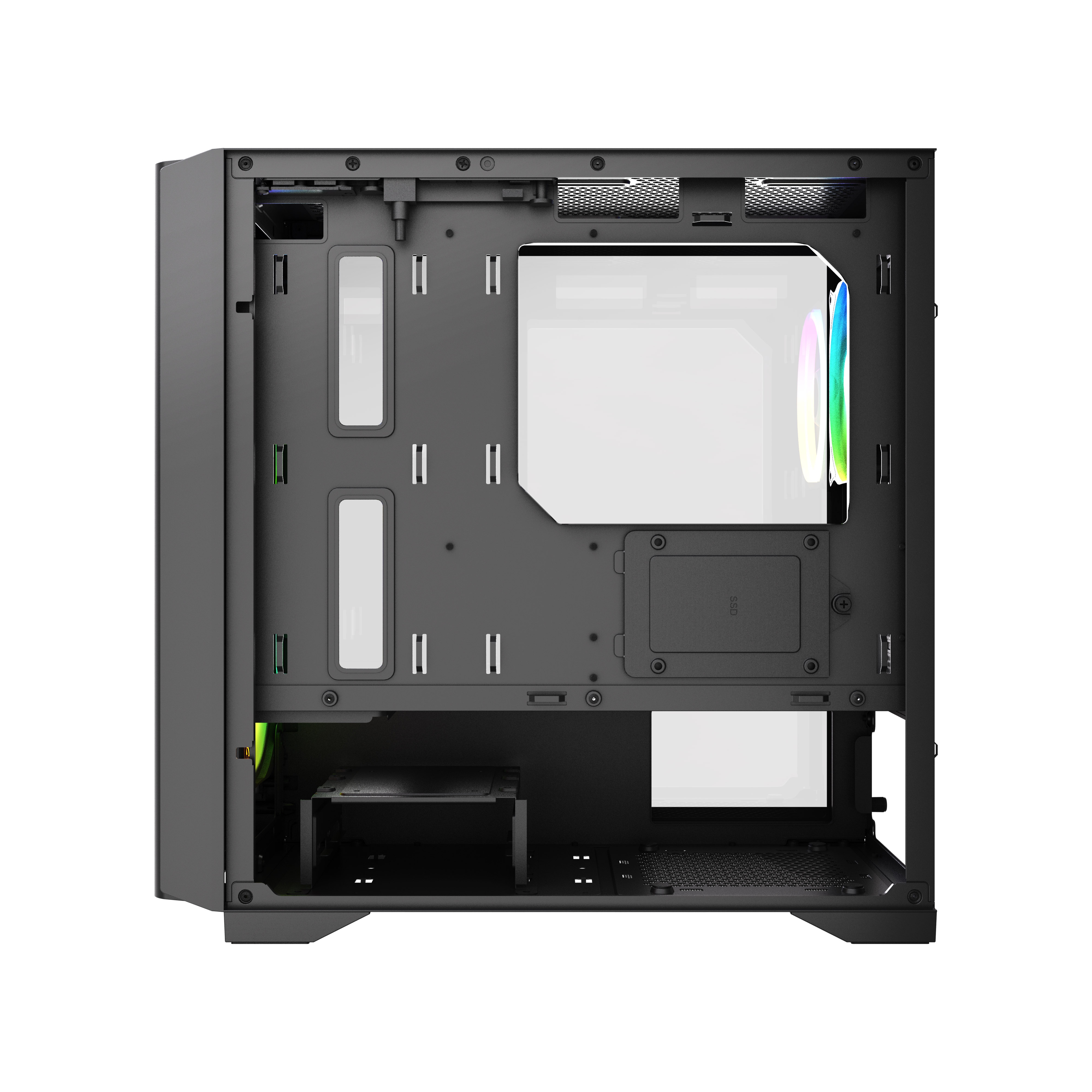 Корпус HSPD M336, Mesh Mini-tower, Black, TG, 0.45 SPCC, 2x140mm ARGB + 1x120mm ARGB mATX, mITX 160/
