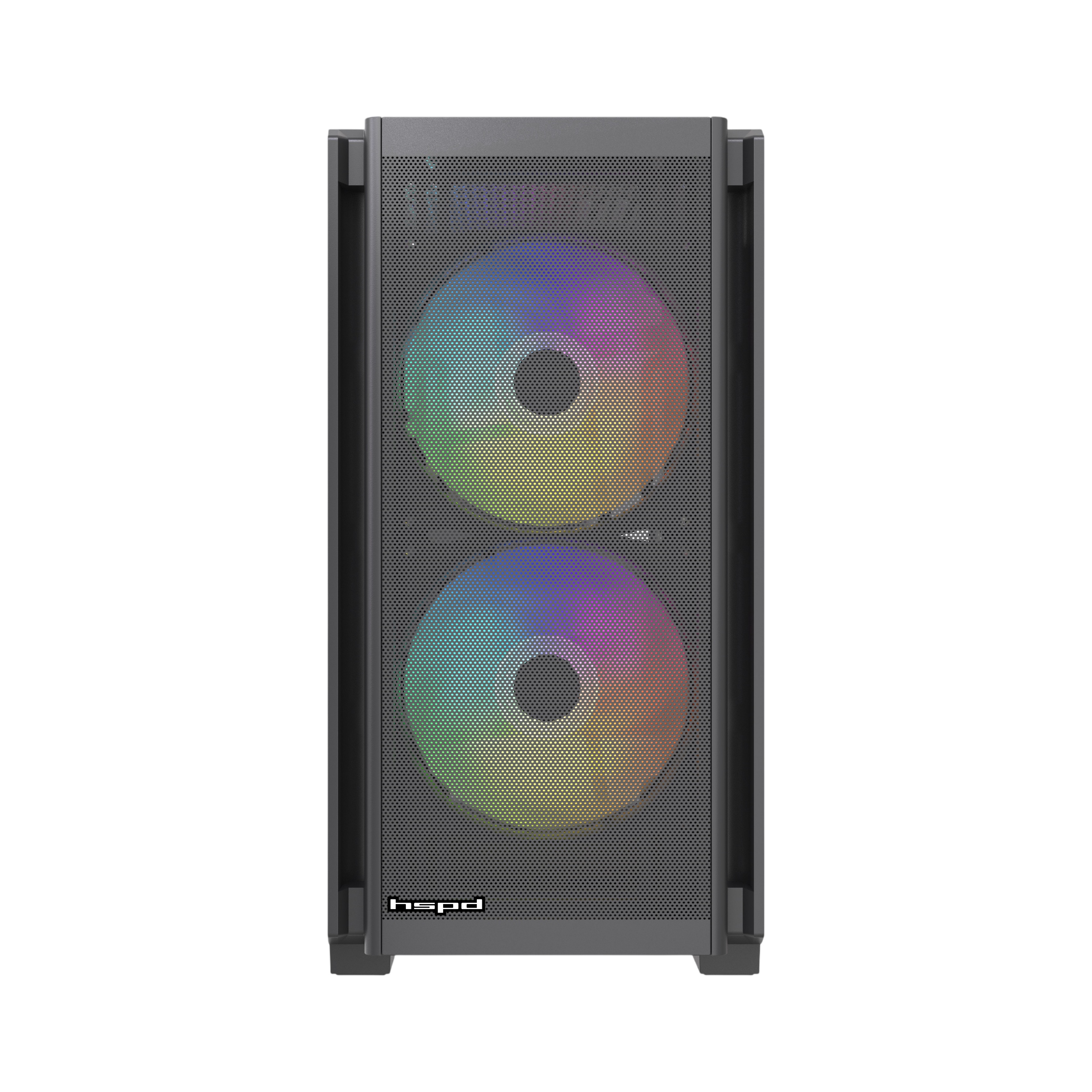 Корпус HSPD M336, Mesh Mini-tower, Black, TG, 0.45 SPCC, 2x140mm ARGB + 1x120mm ARGB mATX, mITX 160/