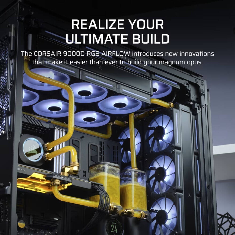 Корпус без блока питания Corsair iCUE LINK 9000D Airflow, Full-Tower, TG, no fan, 4xUSB-A 3.2, 2xUSB