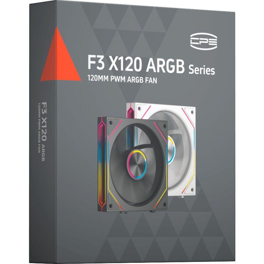 Вентилятор для корпуса PcCooler F3 X120 WH ARGB 120х120x25 белый 4-pin (F3X120-WHAC012-GL) Ret