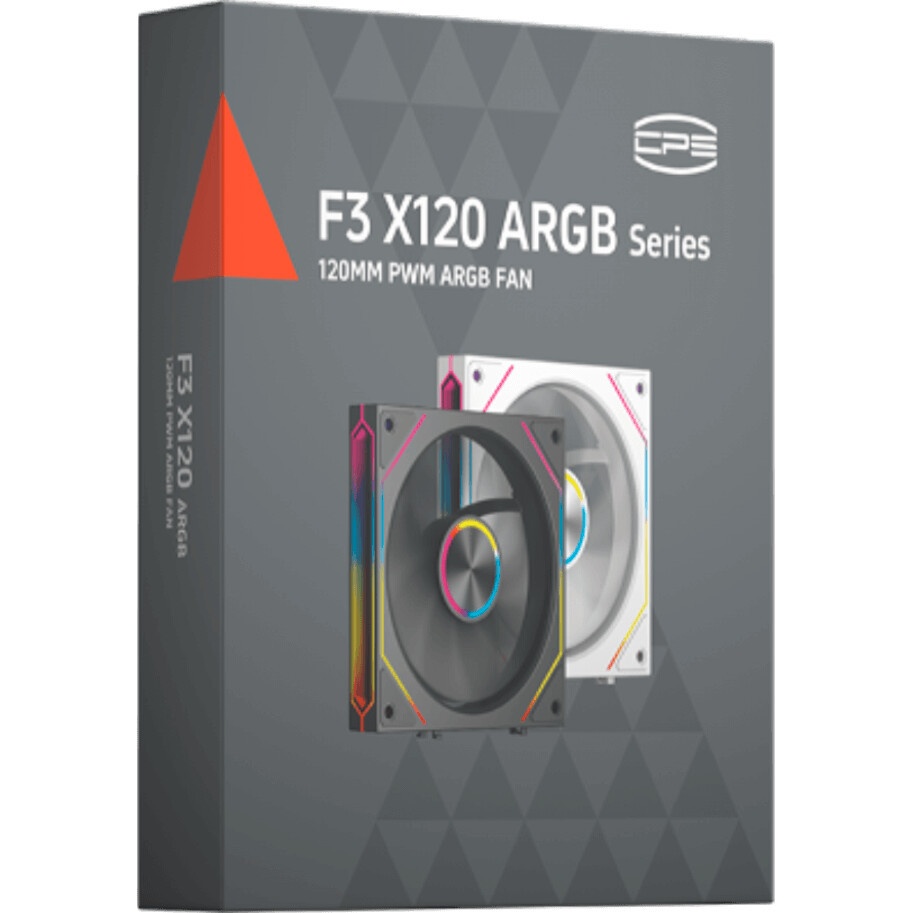 Вентилятор для корпуса PcCooler F3 X120R BK Reverse ARGB 120х120x25 черный 4-pin 28.4дБ (F3 X120R AR